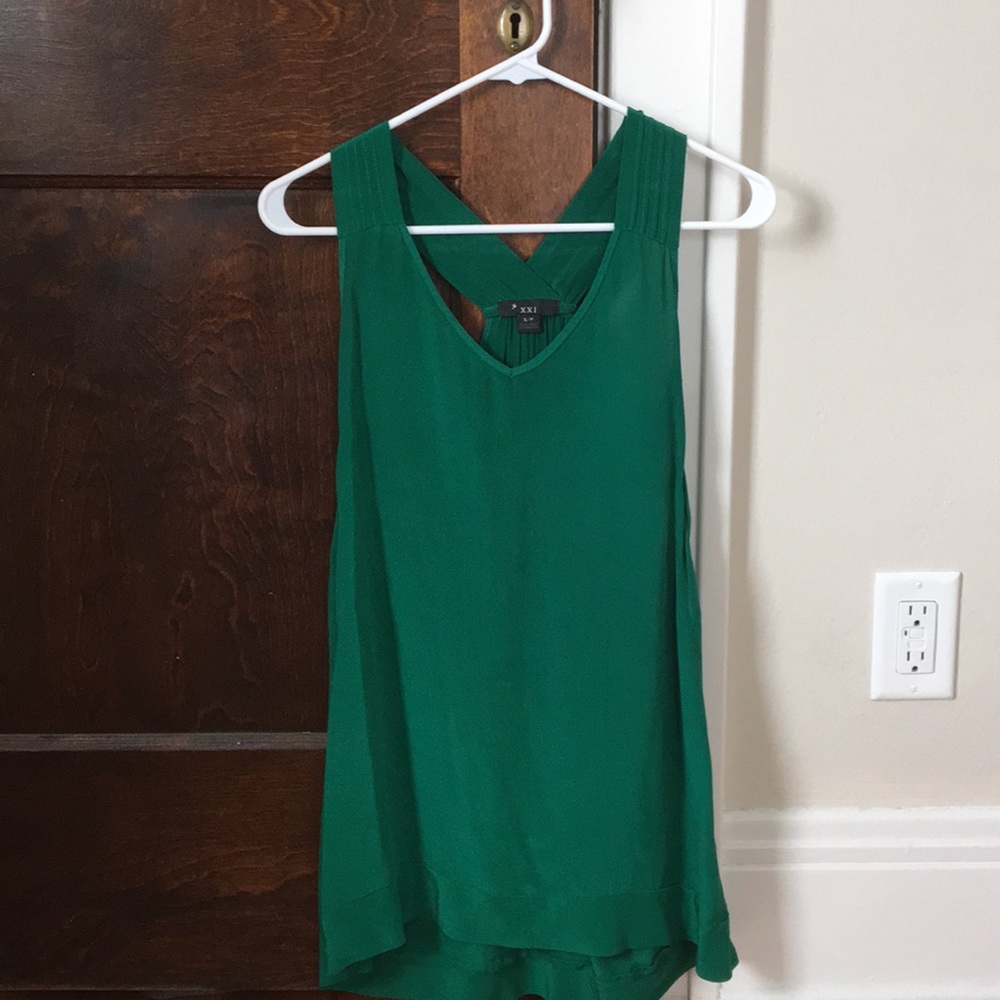 Forever 21 Green Sleeveless Silk Top - Size S